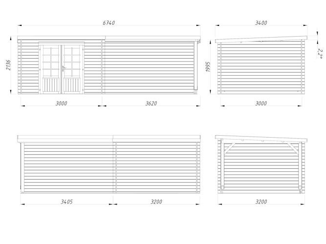 Palmako Gartenhaus Ella 8,7 + 10,0 m² - 28 mm