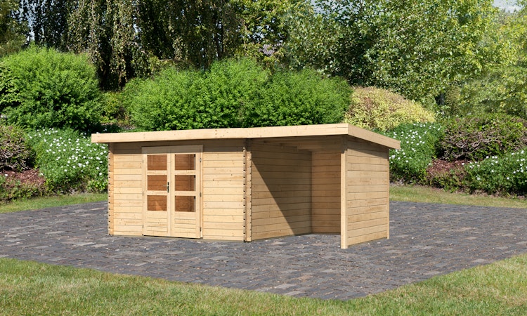 Karibu Woodfeeling Gartenhaus Bastrup 7 naturbelassen - 28 mm