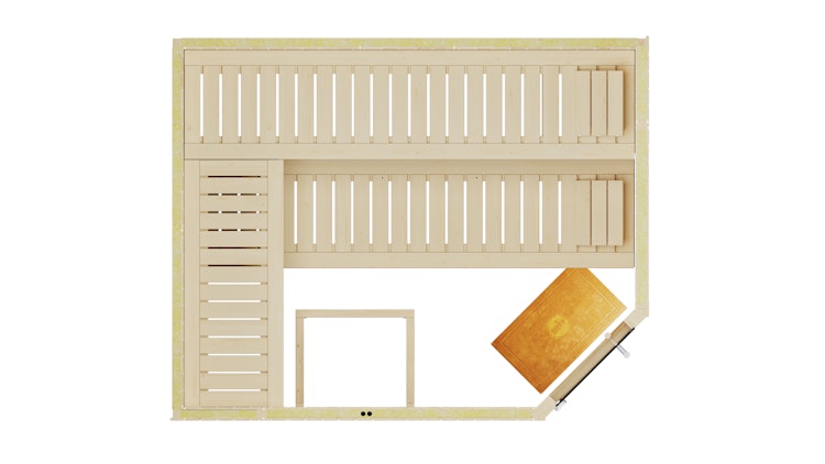 Weka Elementsauna Varberg 4 Trend Familiensauna mit Eckeinstieg & weiß lasierten Fronten - 68 mm