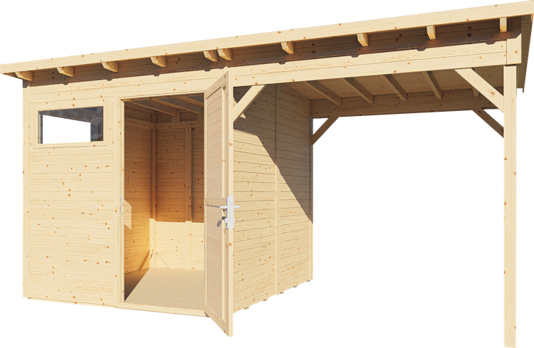 Bertilo Gartenhaus Pentus 2 Lounge inkl. Anbaudach - 19 mm