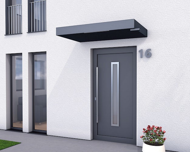 Gutta Rechteckvordach BS Plus 160 Sonderfarbe inkl. Wasserspeier (neues Modell)