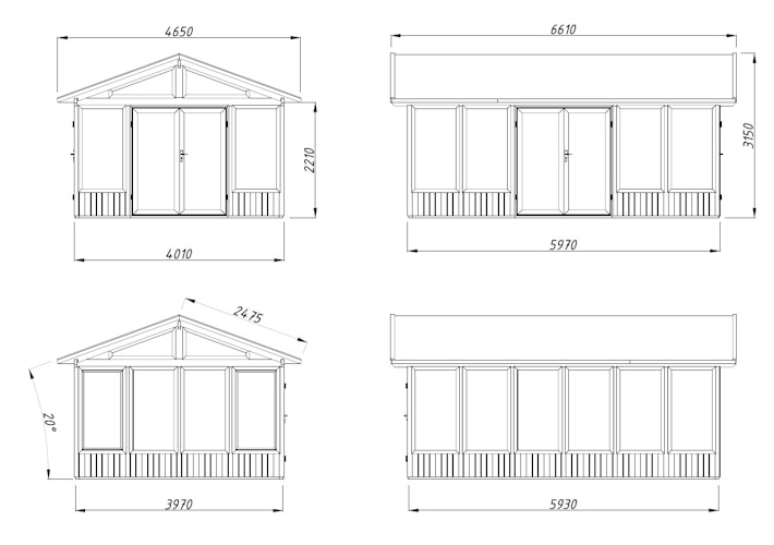 Palmako Pavillon Isabella 22,2 m² - 90 mm