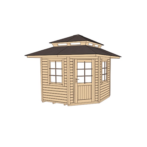 Weka 28 mm Gartenhaus 149 A 5-Eck mit Dachaufsatz