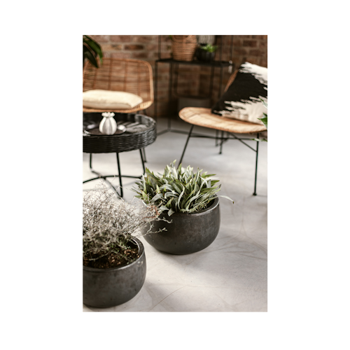 Vosteen Design Blumentopf /  Pflanzgefäß Terrakotta schwarz ø 37 cm x H 22 cm