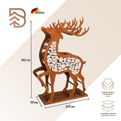 Badeko Hirsch-Holzregal in Edelrostoptik