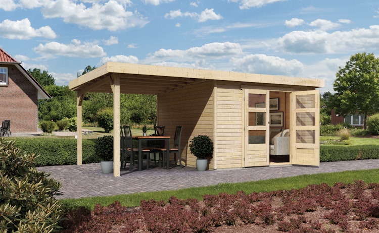 Karibu Woodfeeling Gartenhaus Askola 2/3/3,5/4/5/6 mit 240 cm Schleppdach