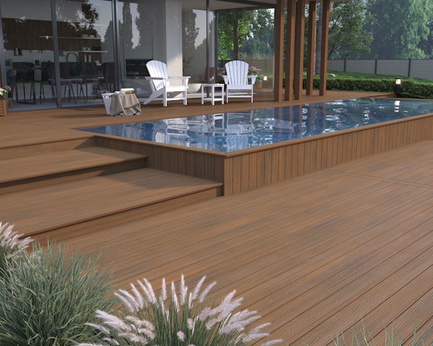 NewTechWood Deluxe Vintage WPC-Terrassendiele Hohlkammer Teak  23 x 138 mm