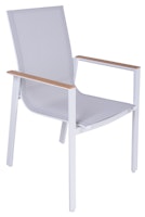 Garden Pleasure Stapelstuhl VENICE 2er Set, Aluminium Weiß / Kunststoffgewebe Hellgrau