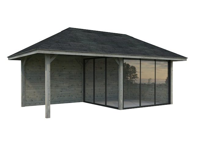 Palmako Pavillon Bianca 16,6 m² Set 505 Slide Plus mit Isolierglas-Schiebetüren