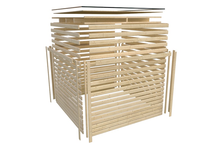 Karibu Saunahaus Ares 3 - Hybridhaus mit Metallrahmen - 38 mm inkl. gratis Sauna-Zubehörset im Wert von 234,94 €