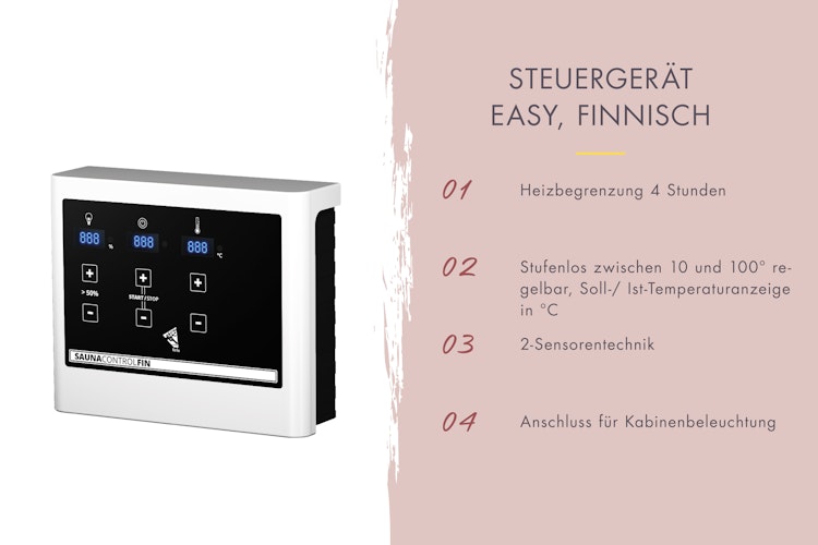 Karibu 9 kW Saunaofen finnisch anthrazit inkl. Steuergerät EASY schwarz - Sparset