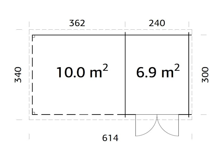 Palmako Gartenhaus Ella 6,9 + 10,0 m² - 28 mm