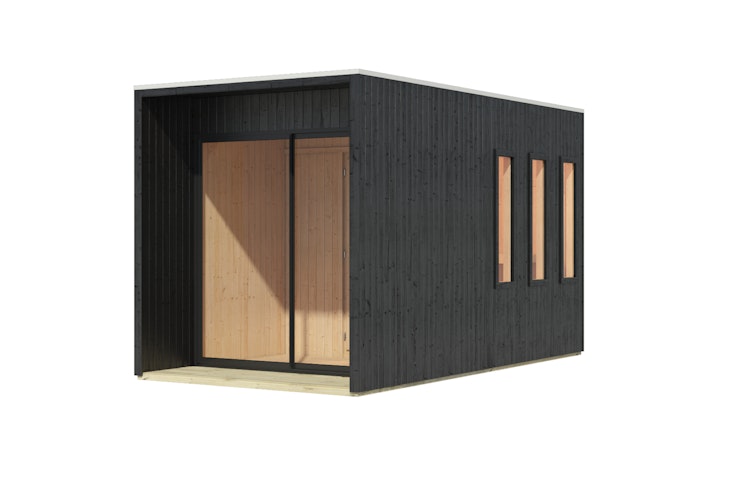 Karibu Design Saunahaus Miramar Blackline mit Vorraum - 73 mm inkl. gratis Sauna-Zubehörset im Wert von 234,94 €