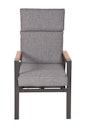 Vorschaubild Garden Pleasure Gartenmöbel Set BARLETTA, Tisch 180 x 91 + 4 Stapelsessel, Alu Anthrazit / Nonwood Holz-Optik / Kissen 100 % Polyester