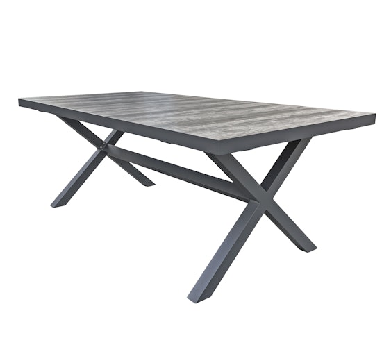 Garden Pleasure Gartenmöbel Set RANA / SILEA 01, Tisch 202 x 100 cm + 4 Stapelsessel, Aluminium / Keramik / Kunststoffgewebe