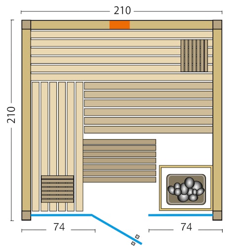 Infraworld Sauna Panorama Complete 210 Fichte - 75 mm Multifunktionssauna inkl. 5-teiligem gratis Zubehörset