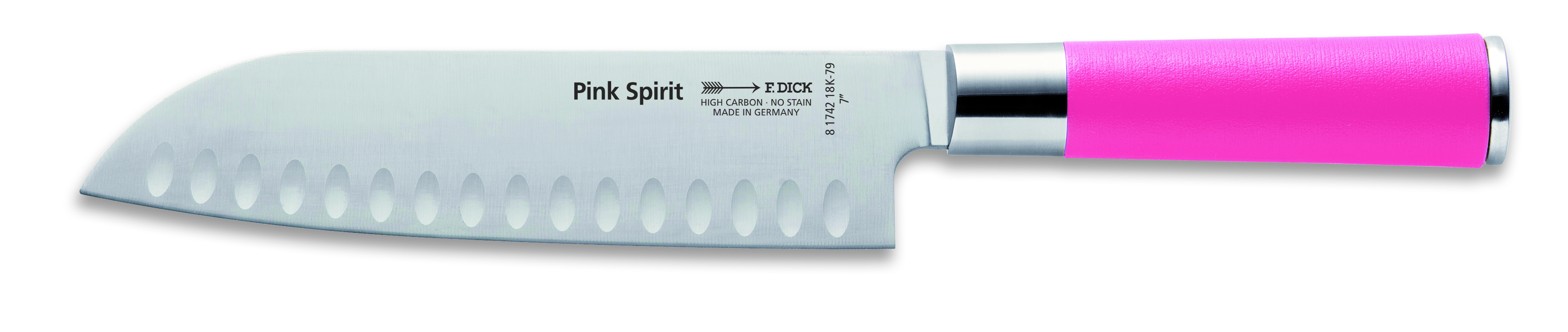 DICK Santoku mit Kullenschliff PINK SPIRIT 18 cm