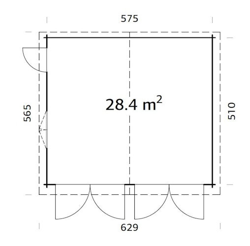 Palmako Garage Roger 28,4 m² - 44 mm - mit Holztoren