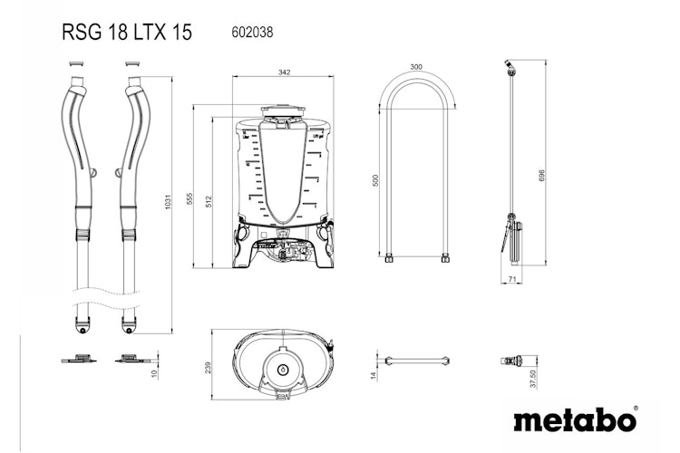 Metabo Akku-Rückensprühgerät RSG 18 LTX 15 ohne Akku, ohne Ladegerät