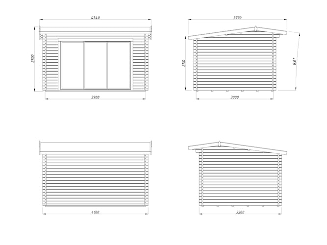 Palmako Gartenhaus Ines 11,1 m² mit Schiebetür - 44 mm