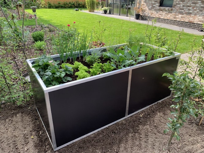 KGT Aluminium Hochbeet 210 - Profile pressblank - B2,05 x T0,91 x H0,77 m - 1185 l 