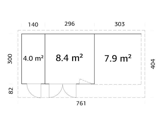 Palmako Gartenhaus Aurelia 12,4+7,9 m² - 44 mm