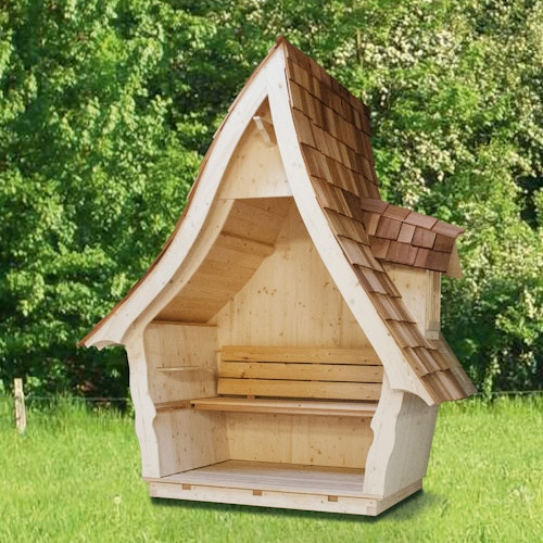 Lieblingsplatz Philosophenbank mit Gaube und Rotzeder-Schindeln Brown Ceruse B-Ware