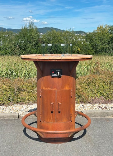 Badeko Stehtischofen ,,Gasfeuer" Ambiente in Edelrostoptik