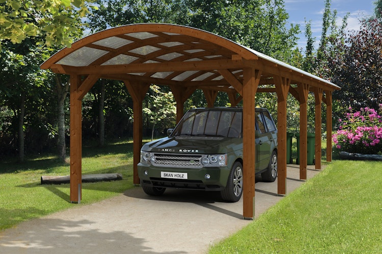 Skan Holz Franken - Bogendach Einzelcarport aus Leimholz Breite 376 cm