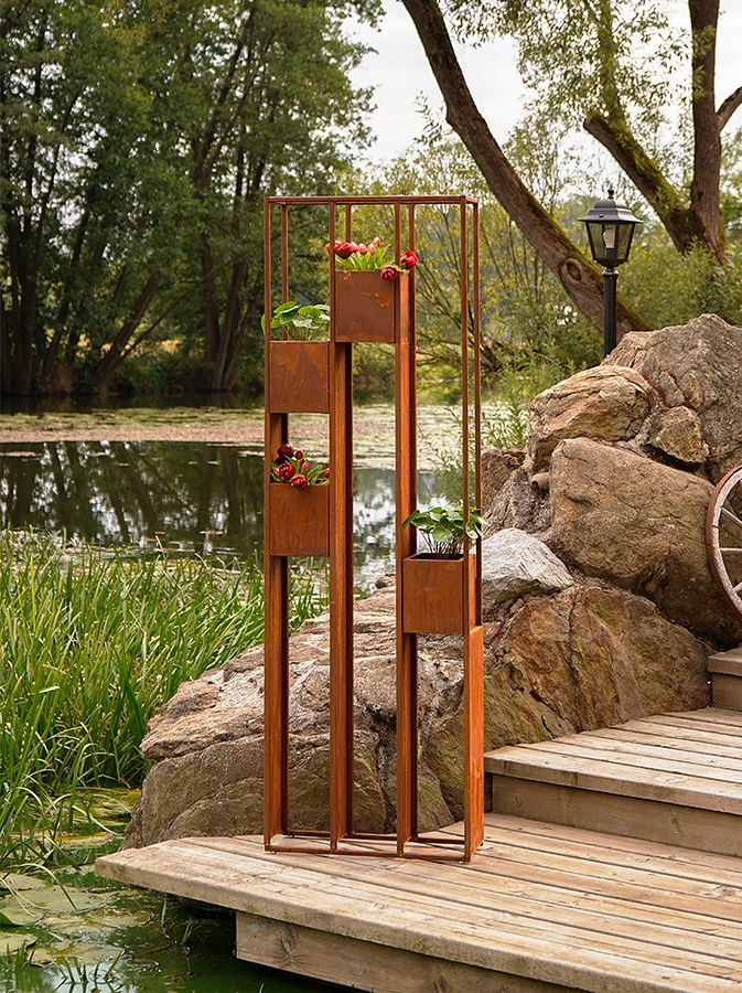 Badeko Pflanzregal „Lazise“ in Edelrostoptik 57 cm breit