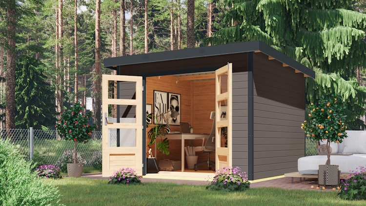 Karibu Metall-Holzgartenhaus Hybridhaus Pluto A/B/C/D - 28 mm/0,5 mm
