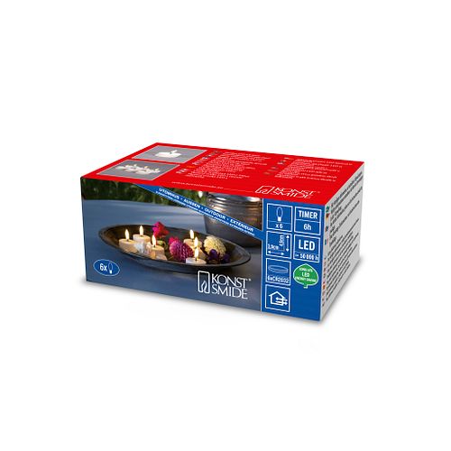Konstsmide Weihnachtsbeleuchtung LED Teelichter weiß, warmweiße LED 6er Set