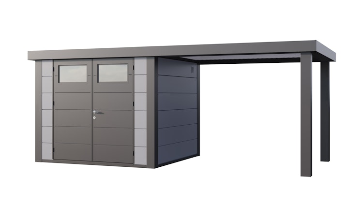 Telluria Metallgerätehaus Classico 2724 mit 280 cm Seitendach large