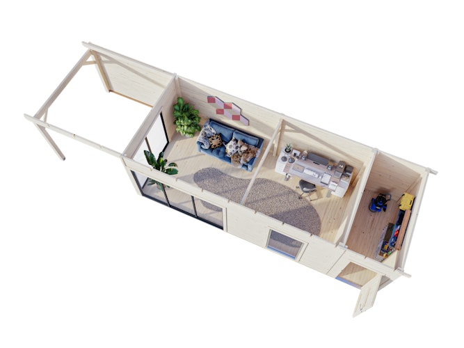 Palmako Gartenhaus Andrea 21,1 + 7,9 m² Slide - 44 mm