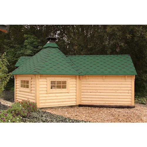 Wolff Finnhaus Grillkota 9 de luxe mit Saunaanbau