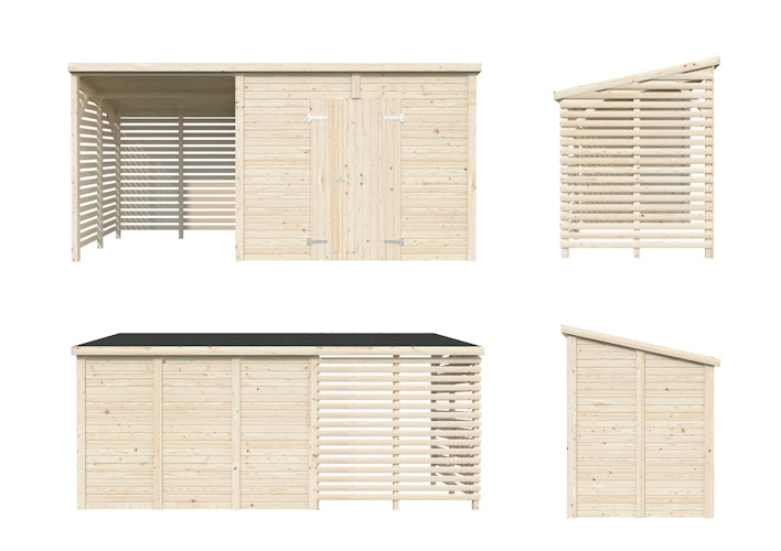 Palmako Gerätehaus Leif 4,5 m² + 2,9 m² Anbau - 16 mm