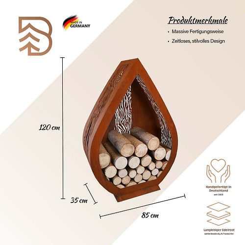 Badeko Holzregal ,,Karlsbad" - 120 cm hoch in Edelrostoptik