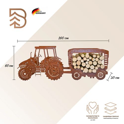 Badeko Traktor mit Anhänger in Edelrostoptik