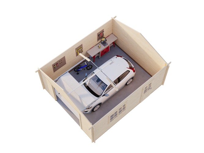 Palmako Garage Roger 23,9 m² - 44 mm - mit Sektionaltor