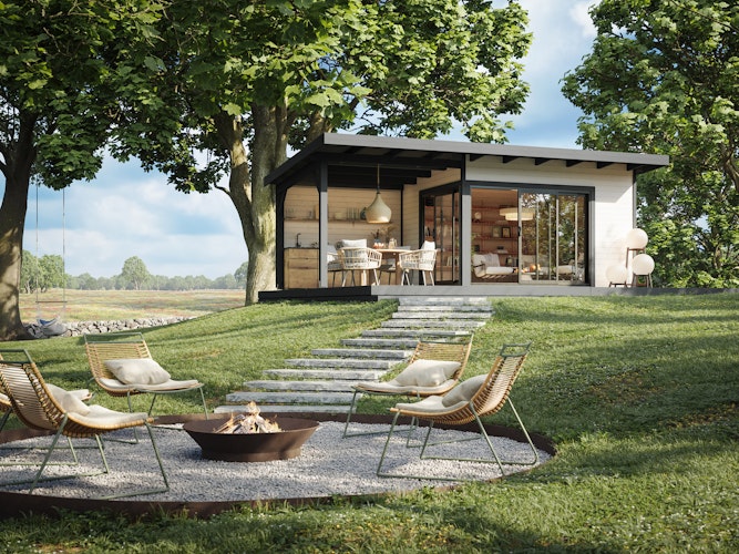 Palmako Gartenhaus Andrea 11,2 +7,9 m² mit Schiebetür - 44 mm