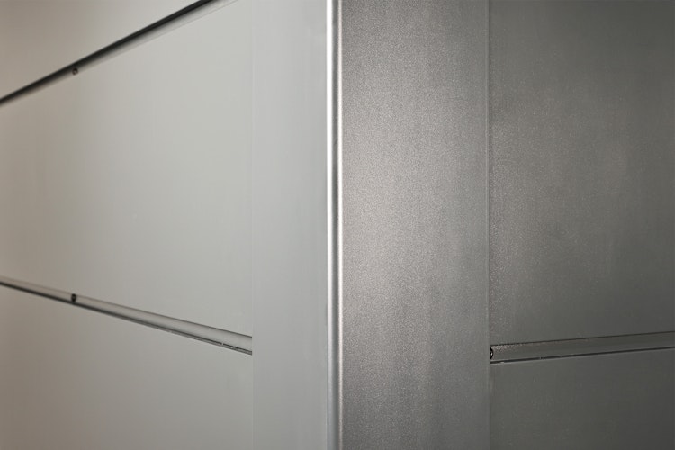 Wolff Finnhaus Premium Metall Gartenhaus Thorin 6030 Anthrazit inkl. 300 cm Anbaudach