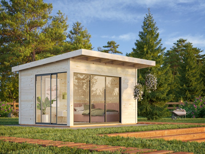 Palmako Gartenhaus Andrea 11,2 m² Slide Plus mit Isolierglas-Schiebetür - 44 mm