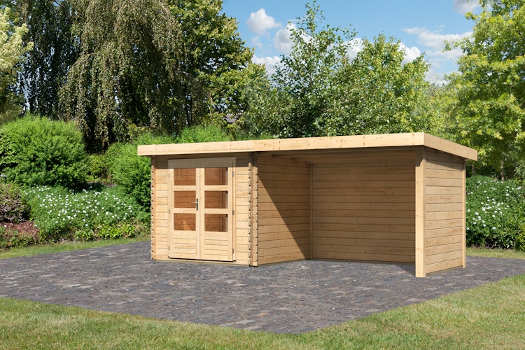 Karibu Woodfeeling Gartenhaus Bastrup 2 naturbelassen - 28 mm