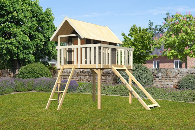 Akubi Stelzenhaus Fidel mit Satteldach inkl. Netzrampe