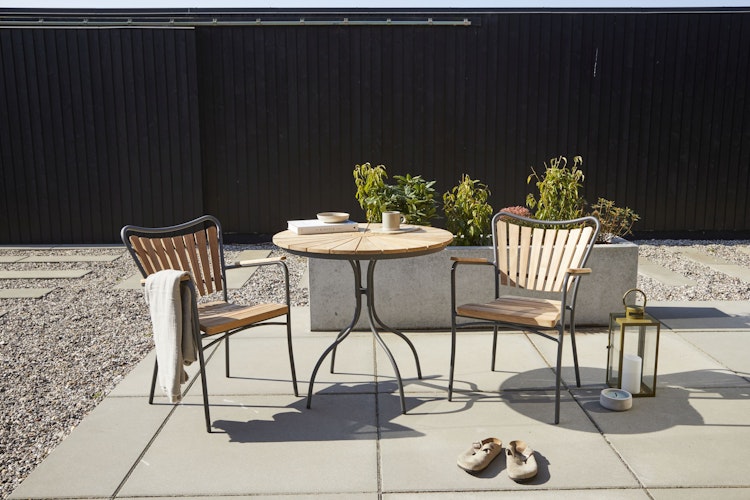 Cinas Kaffeetisch ELLEN, Ø 80 cm, Aluminium / Teak