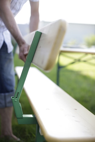 GWW Kurze Bierzeltgarnitur mit Lehne 120 x 60 cm, Stahl Schwarz / Fichte Natur