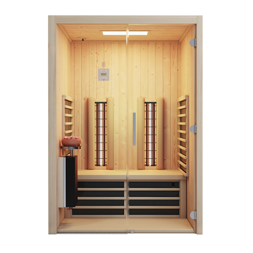 Infraworld Infrarotkabine TrioSol Glas 145 Fichte RG inkl. 5-teiligem gratis Zubehörset