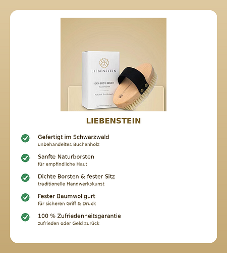 Liebenstein Trockenbürste für sanftes Hautpeeling