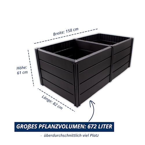 KHW Hochbeet Demeter Größe XL - B 158 x T 82 x H 61 cm - 672 l