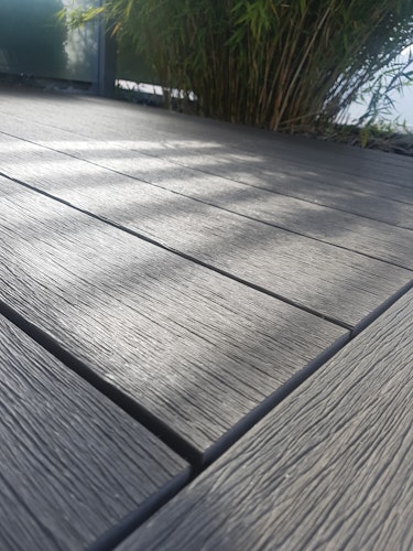 Fiberdeck Vintage WPC-Terrassendiele Bi-Color Lunar Grey/Cedar massiv 23 x 210 mm